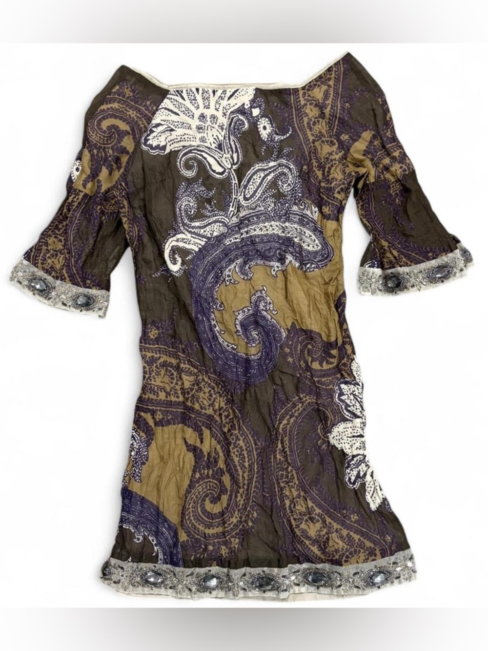 Monoplaza printed beaded dress
